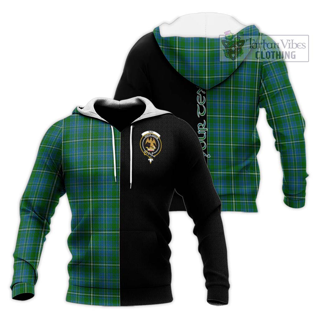 Hay Hunting Tartan Knitted Hoodie with Family Crest and Half Of Me Style Unisex Knitted Pullover Hoodie - Tartanvibesclothing Shop