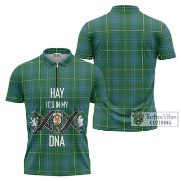 Hay Hunting Tartan Zipper Polo Shirt with Family Crest DNA In Me Style