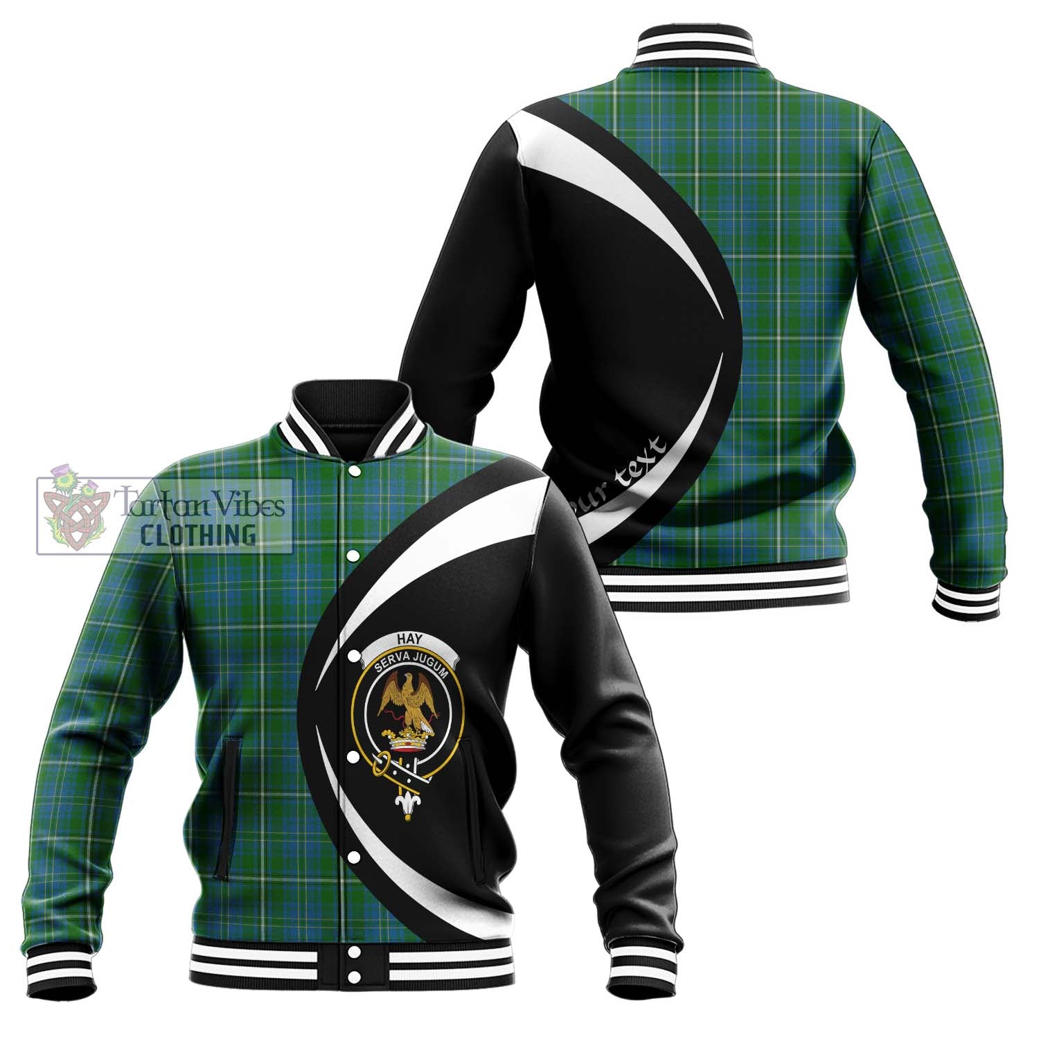 Hay Hunting Tartan Baseball Jacket with Family Crest Circle Style Unisex - Tartan Vibes Clothing