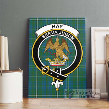 Hay Hunting Tartan Canvas Print Wall Art with Family Crest