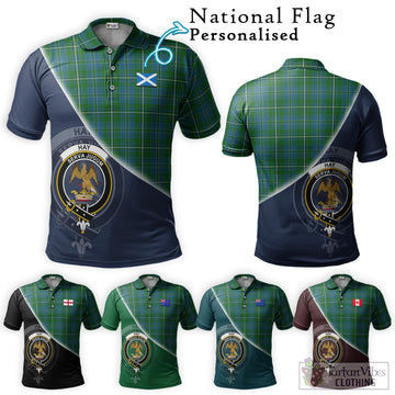 Hay Hunting Tartan Polo Shirt with Personalised National Flag and Family Crest Half Style