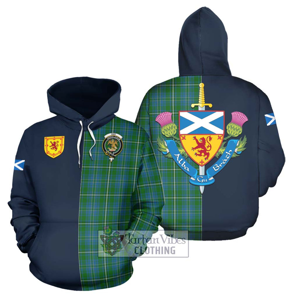 Tartan Vibes Clothing Hay Hunting Tartan Hoodie with Scottish Lion Royal Arm Half Style