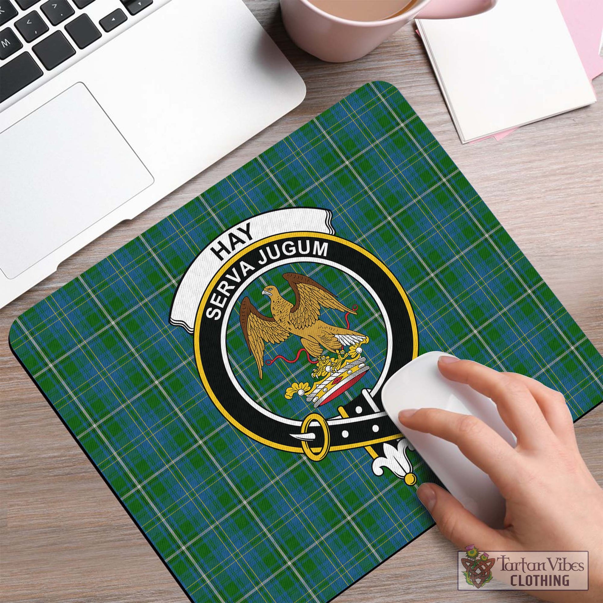 Tartan Vibes Clothing Hay Hunting Tartan Mouse Pad with Family Crest