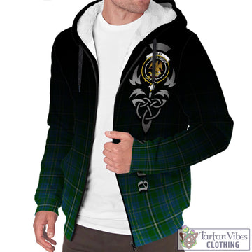 Hay Hunting Tartan Sherpa Hoodie Featuring Alba Gu Brath Family Crest Celtic Inspired