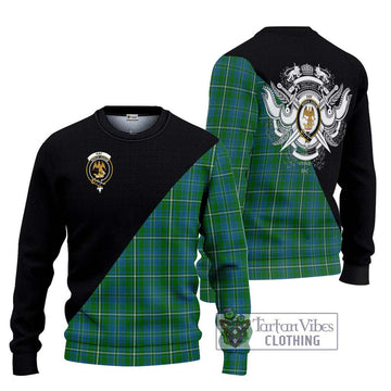 Hay Hunting Tartan Ugly Sweater with Family Crest and Military Logo Style