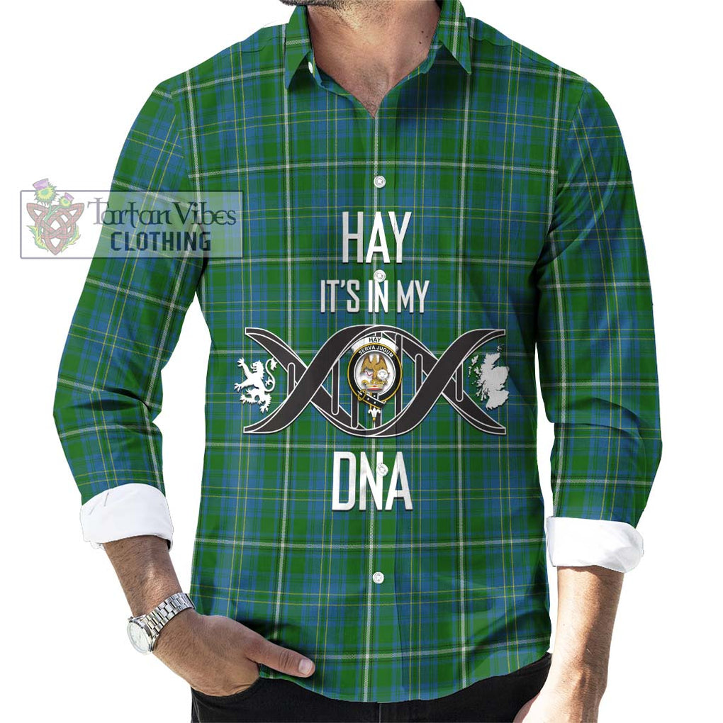 Hay Hunting Tartan Long Sleeve Button Shirt with Family Crest DNA In Me Style Men's Shirt S - Tartanvibesclothing Shop