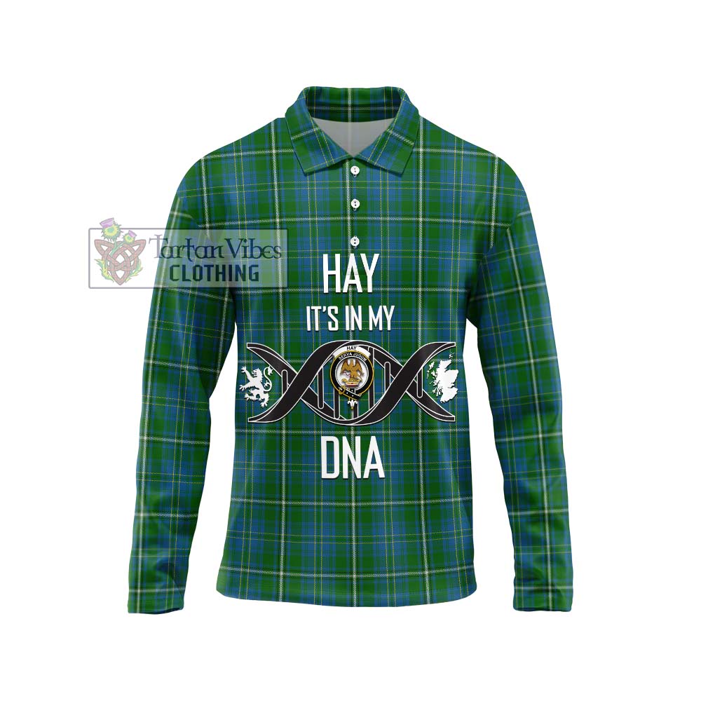 Hay Hunting Tartan Long Sleeve Polo Shirt with Family Crest DNA In Me Style Unisex - Tartanvibesclothing Shop