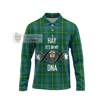 Hay Hunting Tartan Long Sleeve Polo Shirt with Family Crest DNA In Me Style