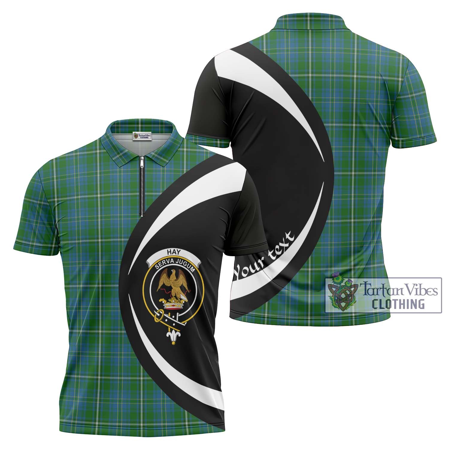 Tartan Vibes Clothing Hay Hunting Tartan Zipper Polo Shirt with Family Crest Circle Style