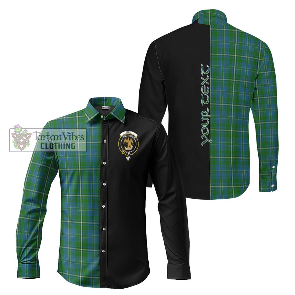 Hay Hunting Tartan Long Sleeve Button Shirt with Family Crest and Half Of Me Style Men's Shirt S - Tartanvibesclothing Shop