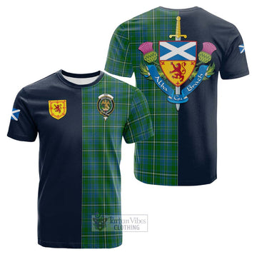 Hay Hunting Tartan Cotton T-shirt Alba with Scottish Lion Royal Arm Half Style