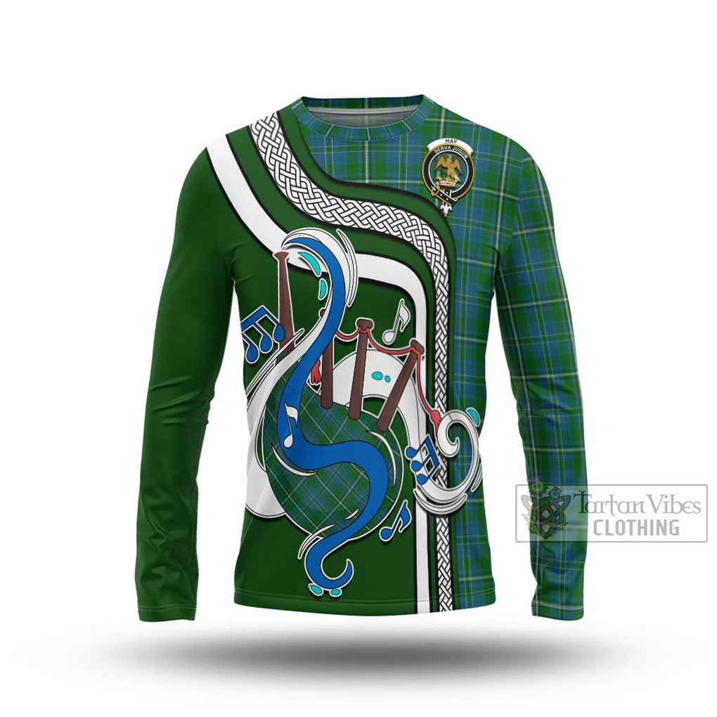 Tartan Vibes Clothing Hay Hunting Tartan Long Sleeve T-Shirt with Epic Bagpipe Style