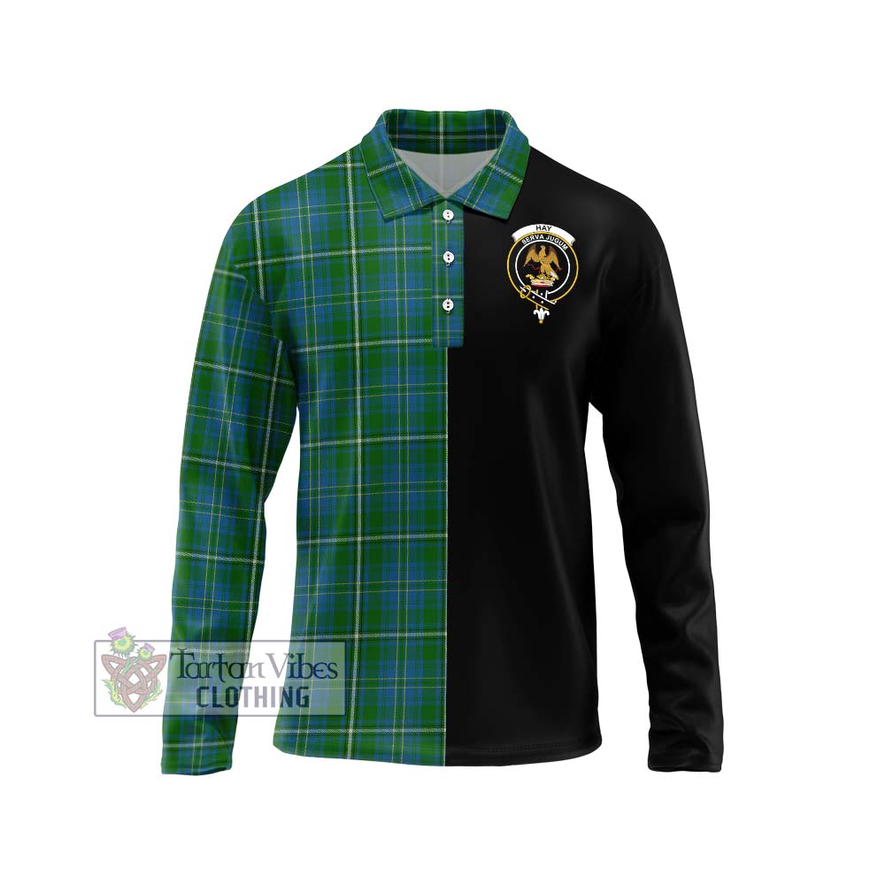 Hay Hunting Tartan Long Sleeve Polo Shirt with Family Crest and Half Of Me Style Unisex - Tartanvibesclothing Shop