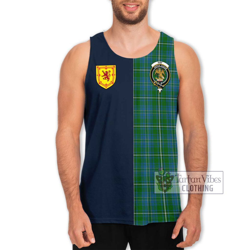 Tartan Vibes Clothing Hay Hunting Tartan Men's Tank Top with Scottish Lion Royal Arm Half Style