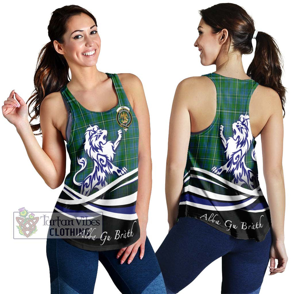 Hay Hunting Tartan Women's Racerback Tanks with Alba Gu Brath Regal Lion Emblem 4XL - Tartanvibesclothing Shop