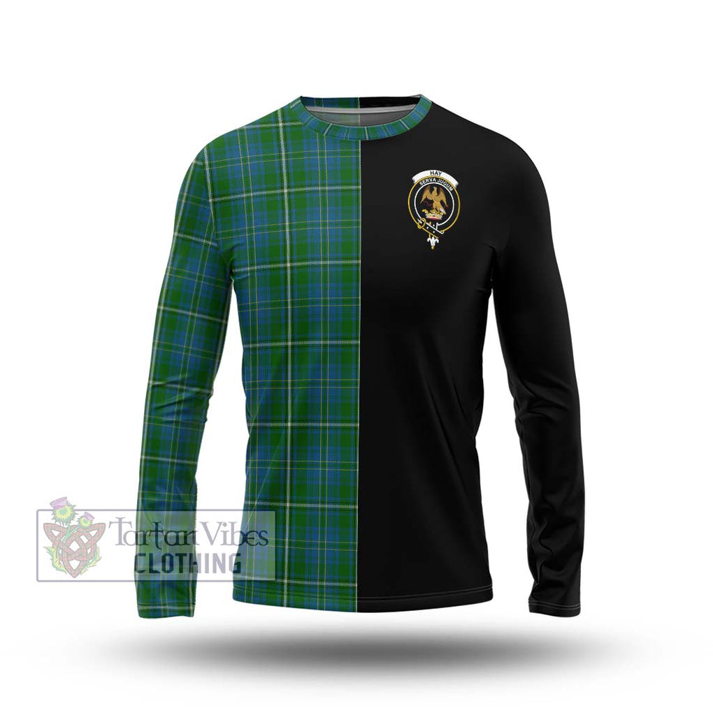 Hay Hunting Tartan Long Sleeve T-Shirt with Family Crest and Half Of Me Style Unisex - Tartanvibesclothing Shop