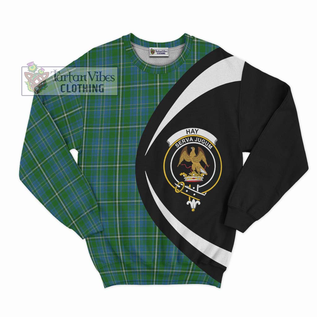 Hay Hunting Tartan Sweatshirt with Family Crest Circle Style Unisex - Tartan Vibes Clothing