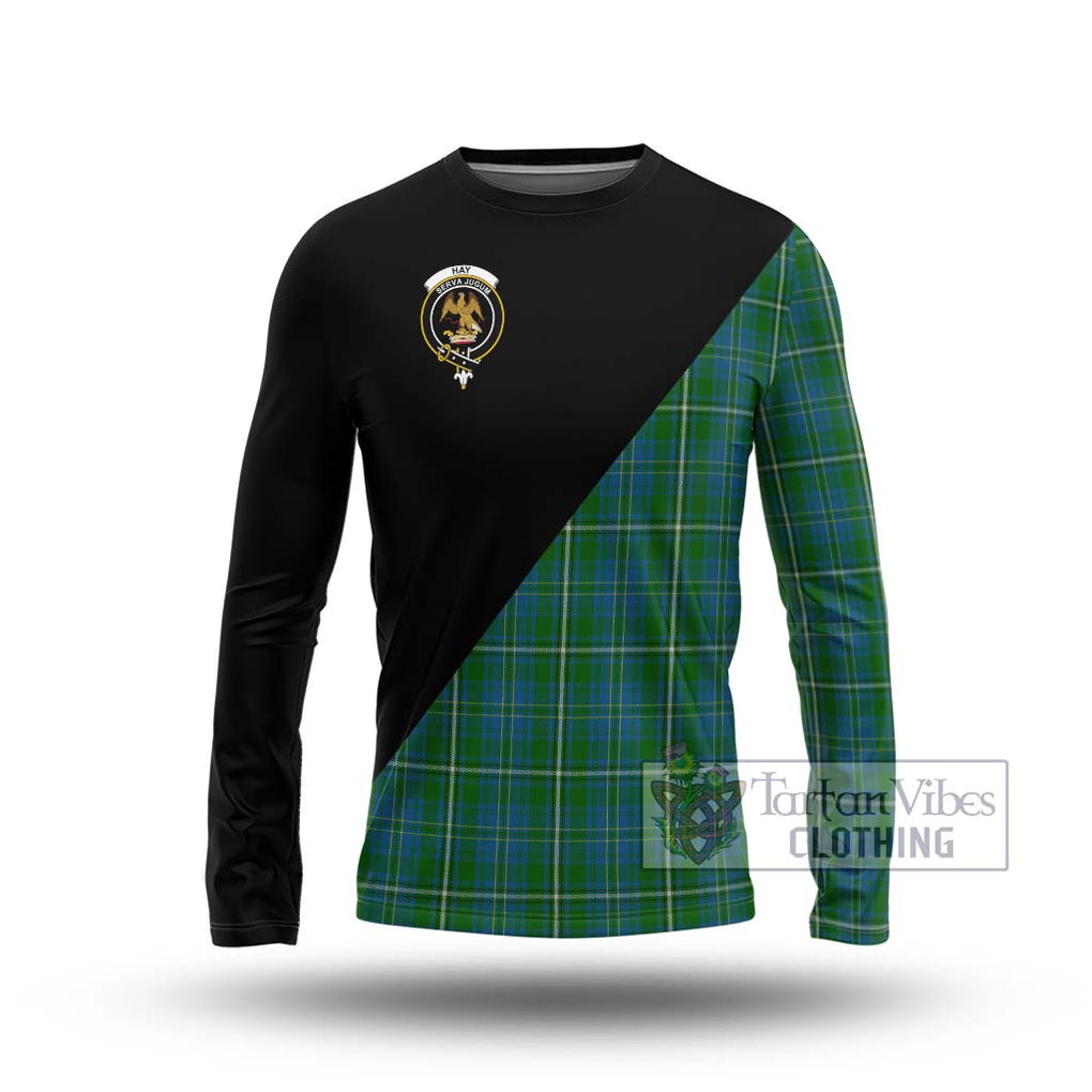 Hay Hunting Tartan Long Sleeve T-Shirt with Family Crest and Military Logo Style Unisex - Tartanvibesclothing Shop