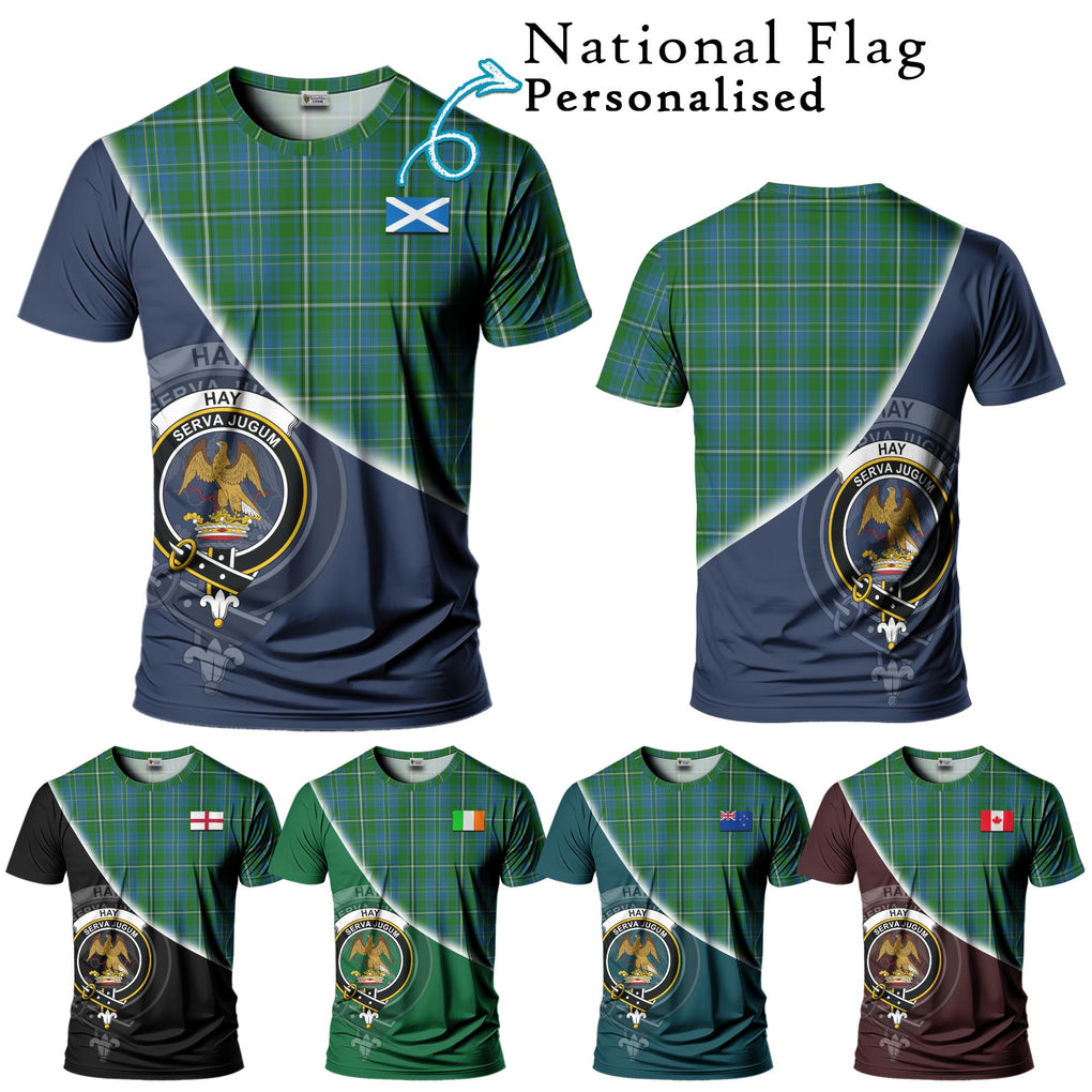 Hay Hunting Tartan T-Shirt with Personalised National Flag and Family Crest Half Style Kid's Shirt - Tartanvibesclothing Shop