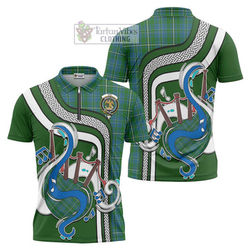 Hay Hunting Tartan Zipper Polo Shirt with Epic Bagpipe Style