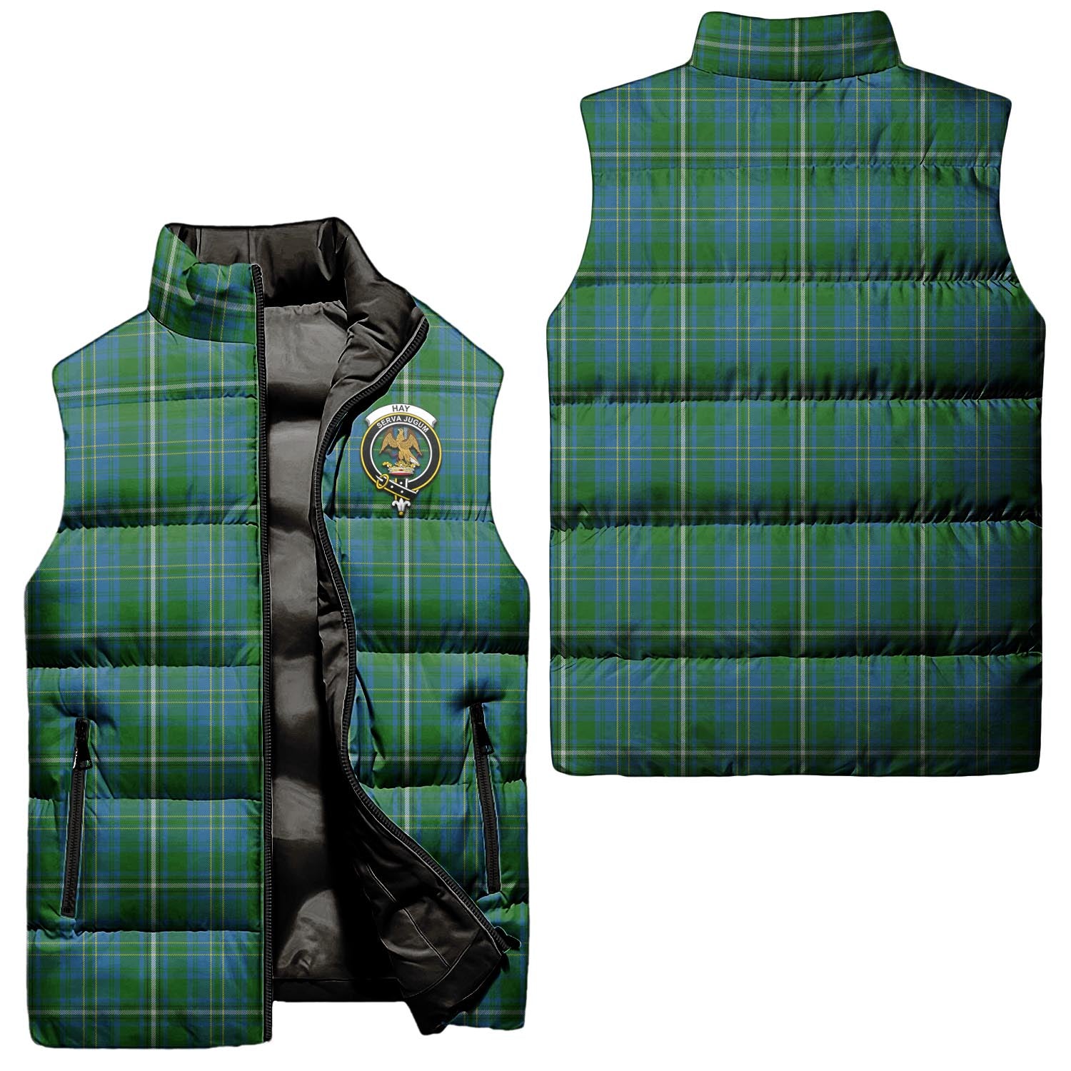 Hay Hunting Tartan Sleeveless Puffer Jacket with Family Crest Unisex - Tartanvibesclothing