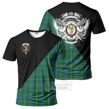 Hay Hunting Tartan T-Shirt with Family Crest and Military Logo Style