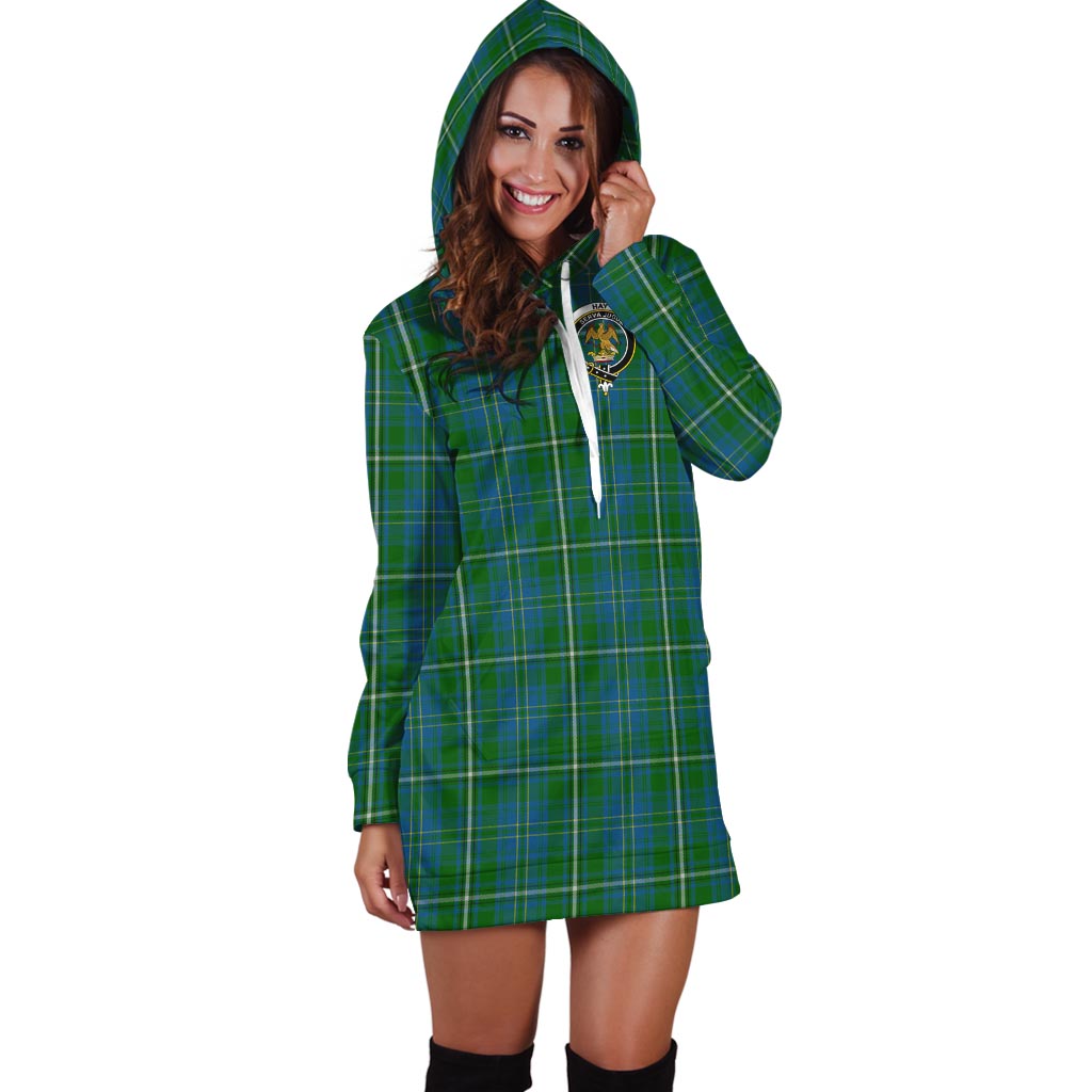 Hay Hunting Tartan Hoodie Dress with Family Crest - Tartan Vibes Clothing