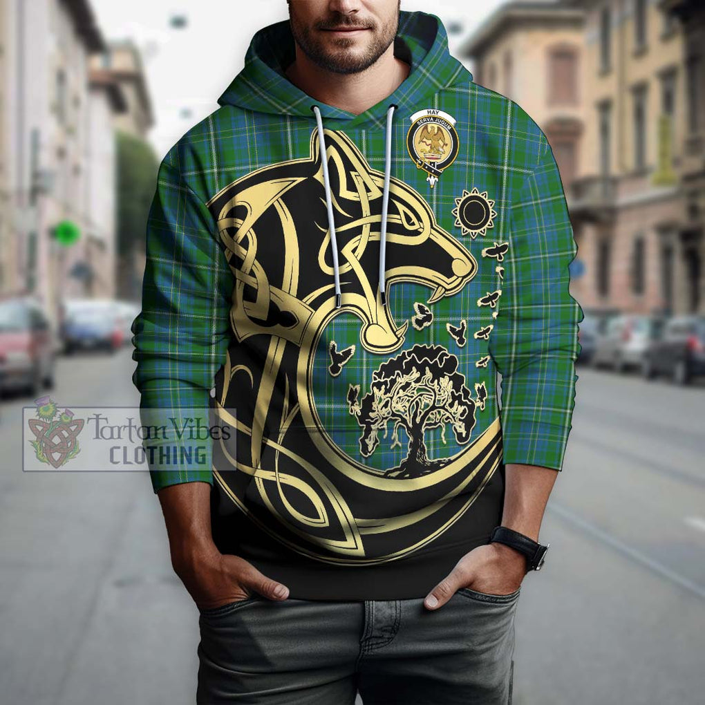 Hay Hunting Tartan Hoodie with Family Crest Celtic Wolf Style Zip Hoodie - Tartan Vibes Clothing