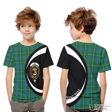 Hay Hunting Tartan Kid T-Shirt with Family Crest Circle Style