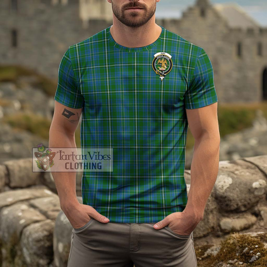 Hay Hunting Tartan Cotton T-Shirt with Family Crest Men's Shirt - Tartanvibesclothing Shop