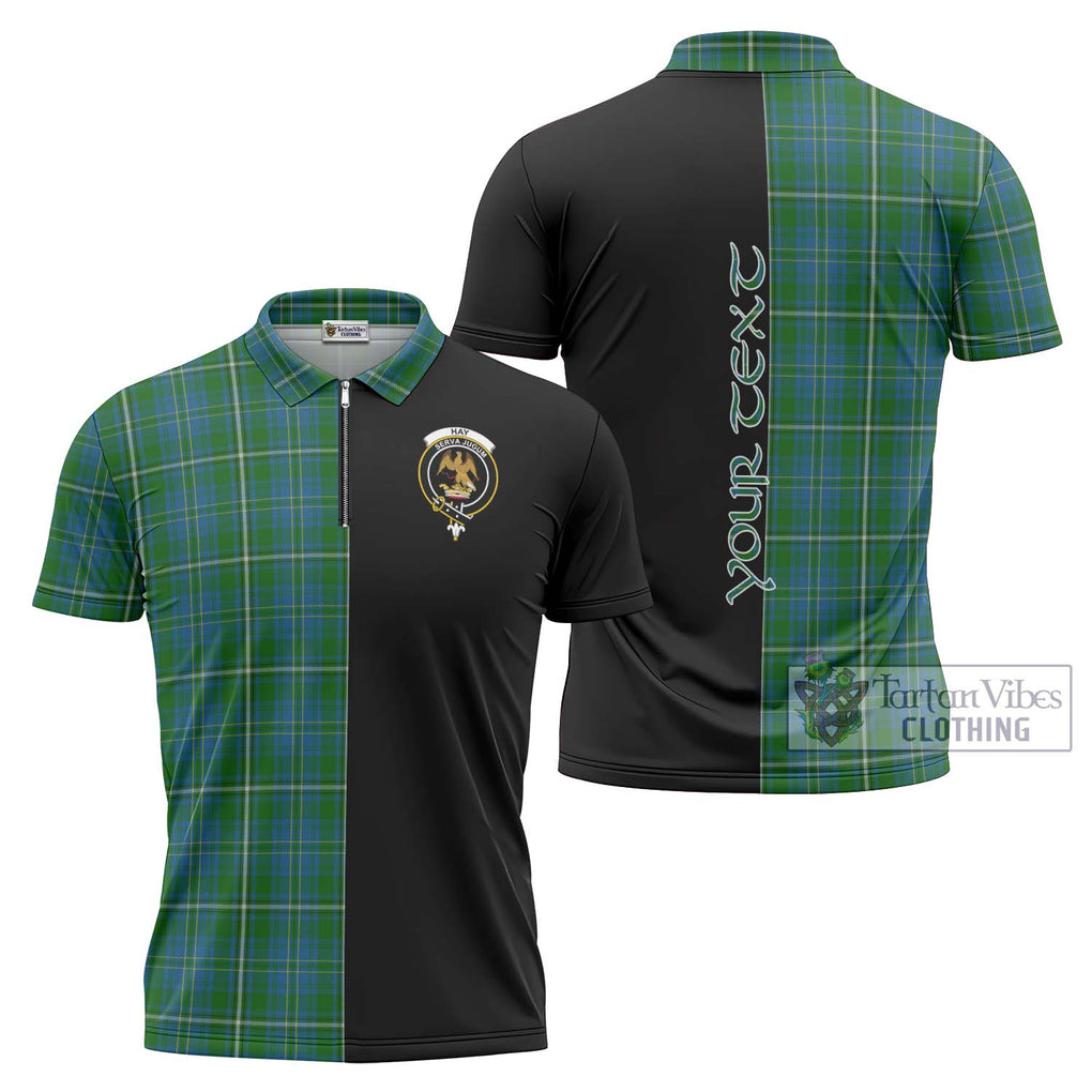 Hay Hunting Tartan Zipper Polo Shirt with Family Crest and Half Of Me Style Unisex - Tartanvibesclothing Shop