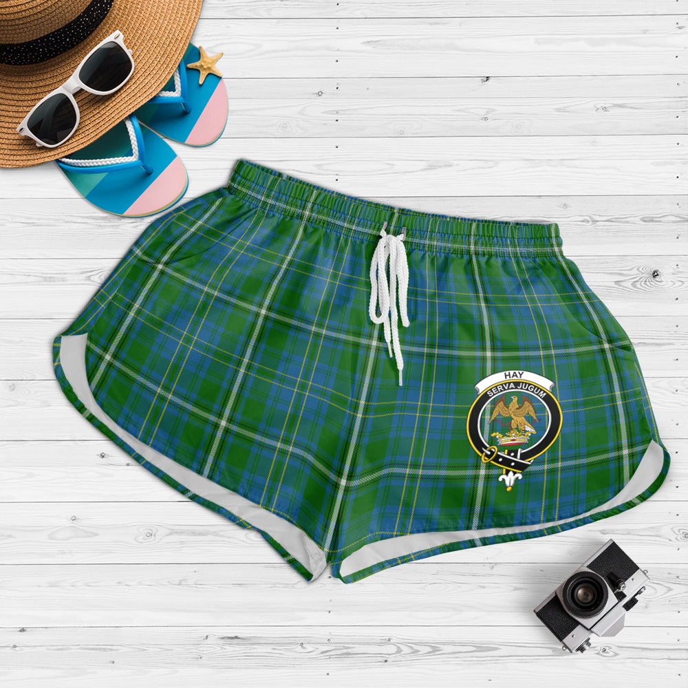 hay-hunting-tartan-womens-shorts-with-family-crest