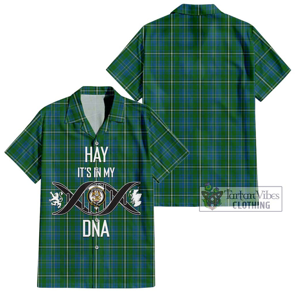 Hay Hunting Tartan Short Sleeve Button Shirt with Family Crest DNA In Me Style Kid - Tartanvibesclothing Shop