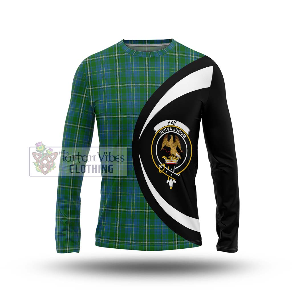 Hay Hunting Tartan Long Sleeve T-Shirt with Family Crest Circle Style Unisex - Tartan Vibes Clothing