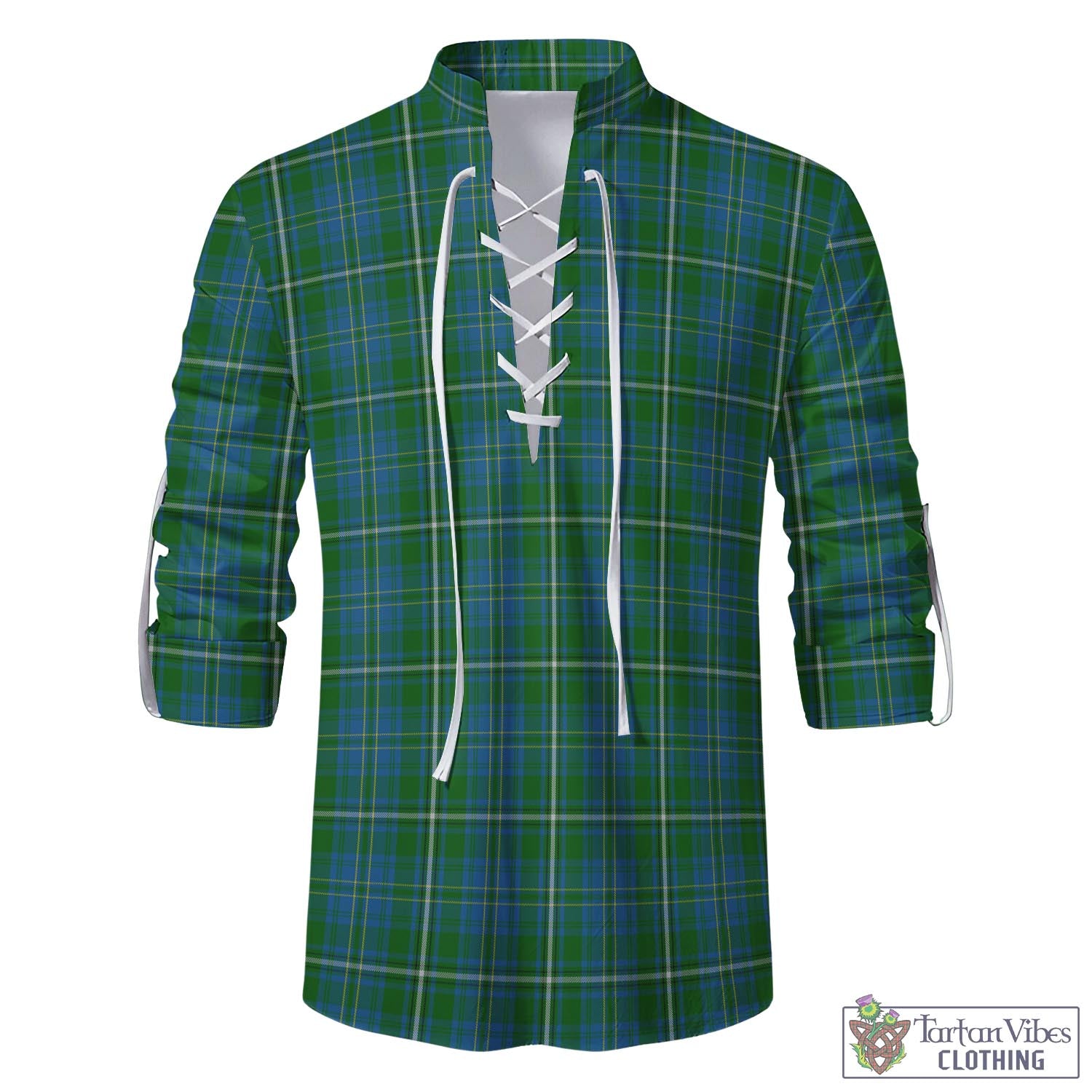 Tartan Vibes Clothing Hay Hunting Tartan Men's Scottish Traditional Jacobite Ghillie Kilt Shirt