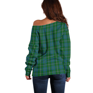 Hay Hunting Tartan Off Shoulder Women Sweater with Family Crest