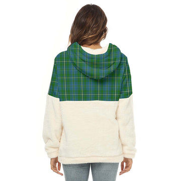 Hay Hunting Tartan Women's Borg Fleece Hoodie With Half Zip