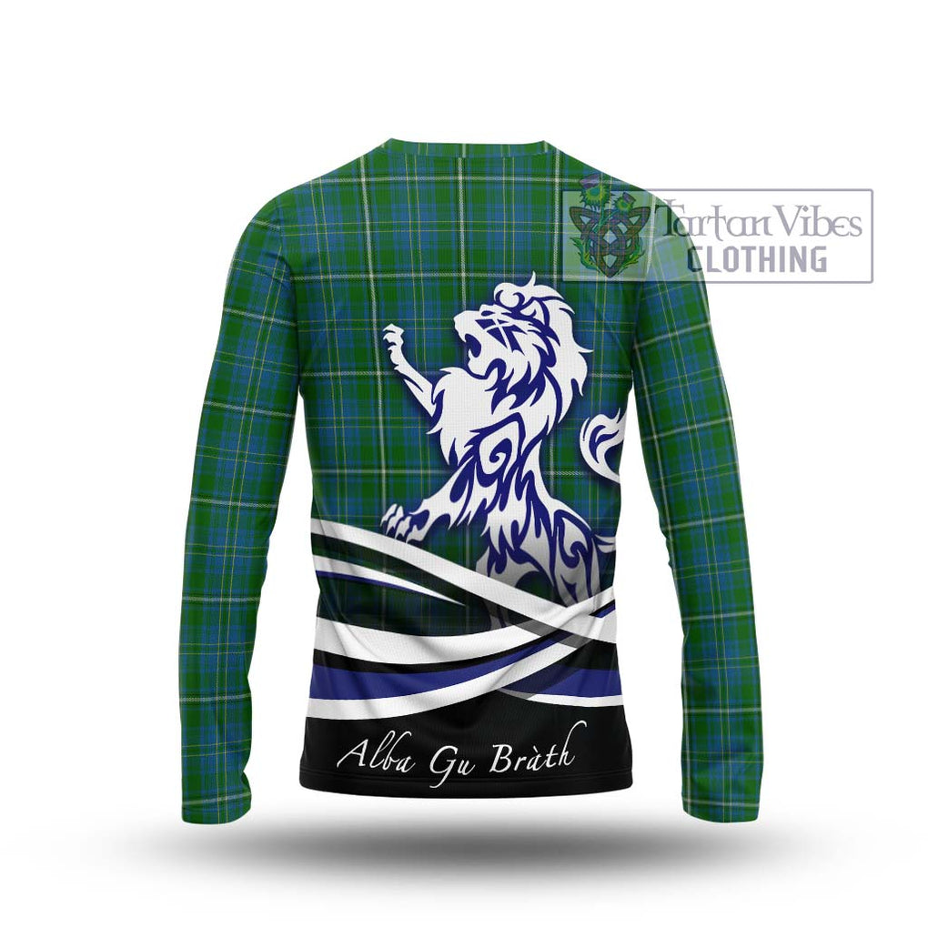 Hay Hunting Tartan Long Sleeve T-Shirt with Alba Gu Brath Regal Lion Emblem - Tartanvibesclothing Shop