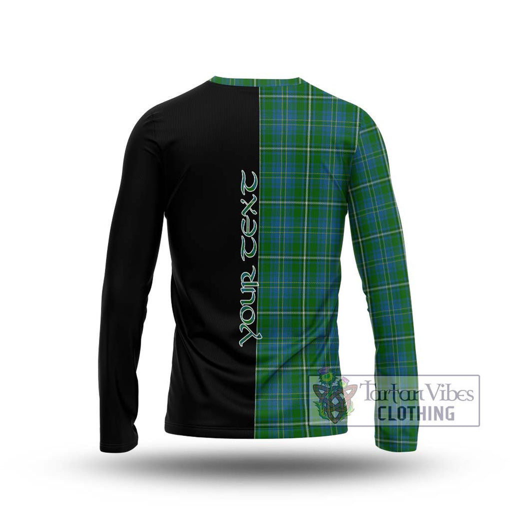 Hay Hunting Tartan Long Sleeve T-Shirt with Family Crest and Half Of Me Style - Tartanvibesclothing Shop