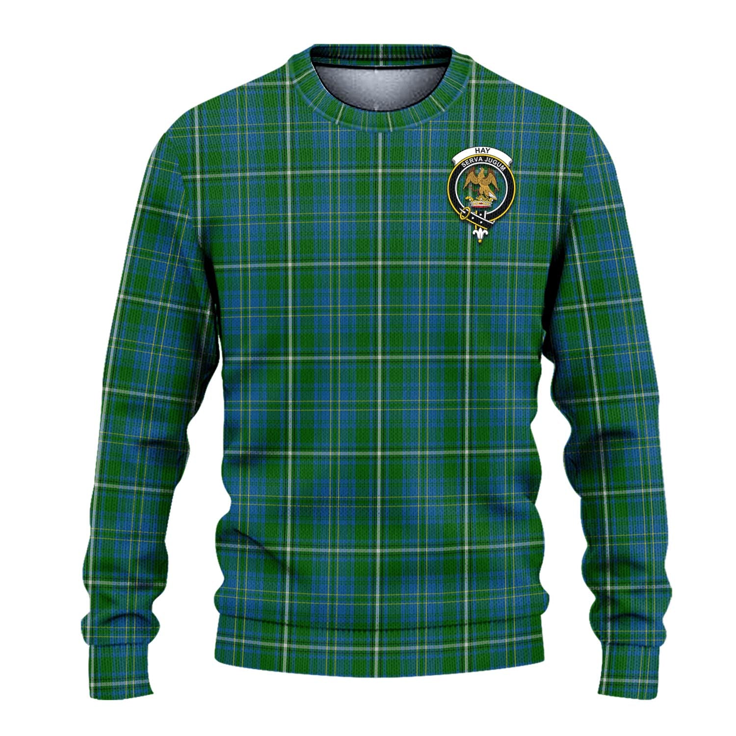 Hay Hunting Tartan Knitted Sweater with Family Crest - Tartanvibesclothing