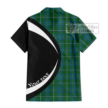 Hay Hunting Tartan Short Sleeve Button Up with Family Crest Circle Style