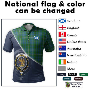 Hay Hunting Tartan Polo Shirt with Personalised National Flag and Family Crest Half Style