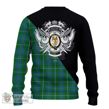 Hay Hunting Tartan Ugly Sweater with Family Crest and Military Logo Style