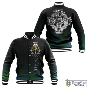 Hay Hunting Tartan Baseball Jacket Featuring Alba Gu Brath Family Crest Celtic Inspired