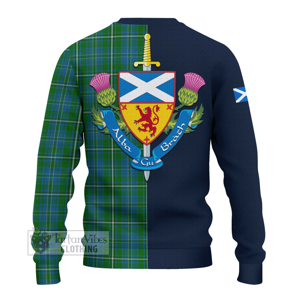 Tartan Vibes Clothing Hay Hunting Tartan Knitted Sweater with Scottish Lion Royal Arm Half Style