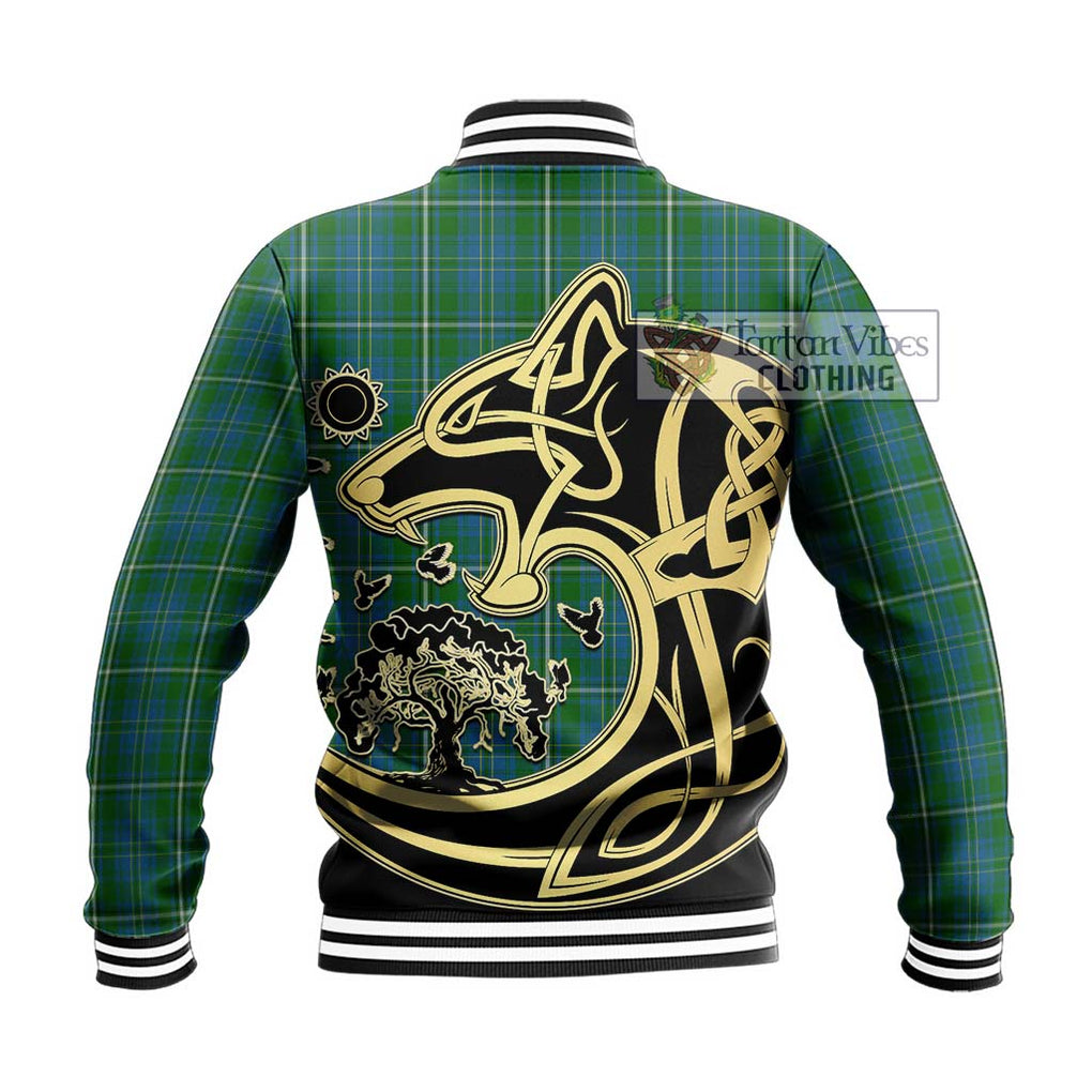 Hay Hunting Tartan Baseball Jacket with Family Crest Celtic Wolf Style - Tartan Vibes Clothing