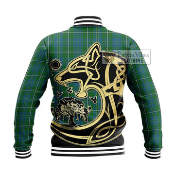 Hay Hunting Tartan Baseball Jacket with Family Crest Celtic Wolf Style