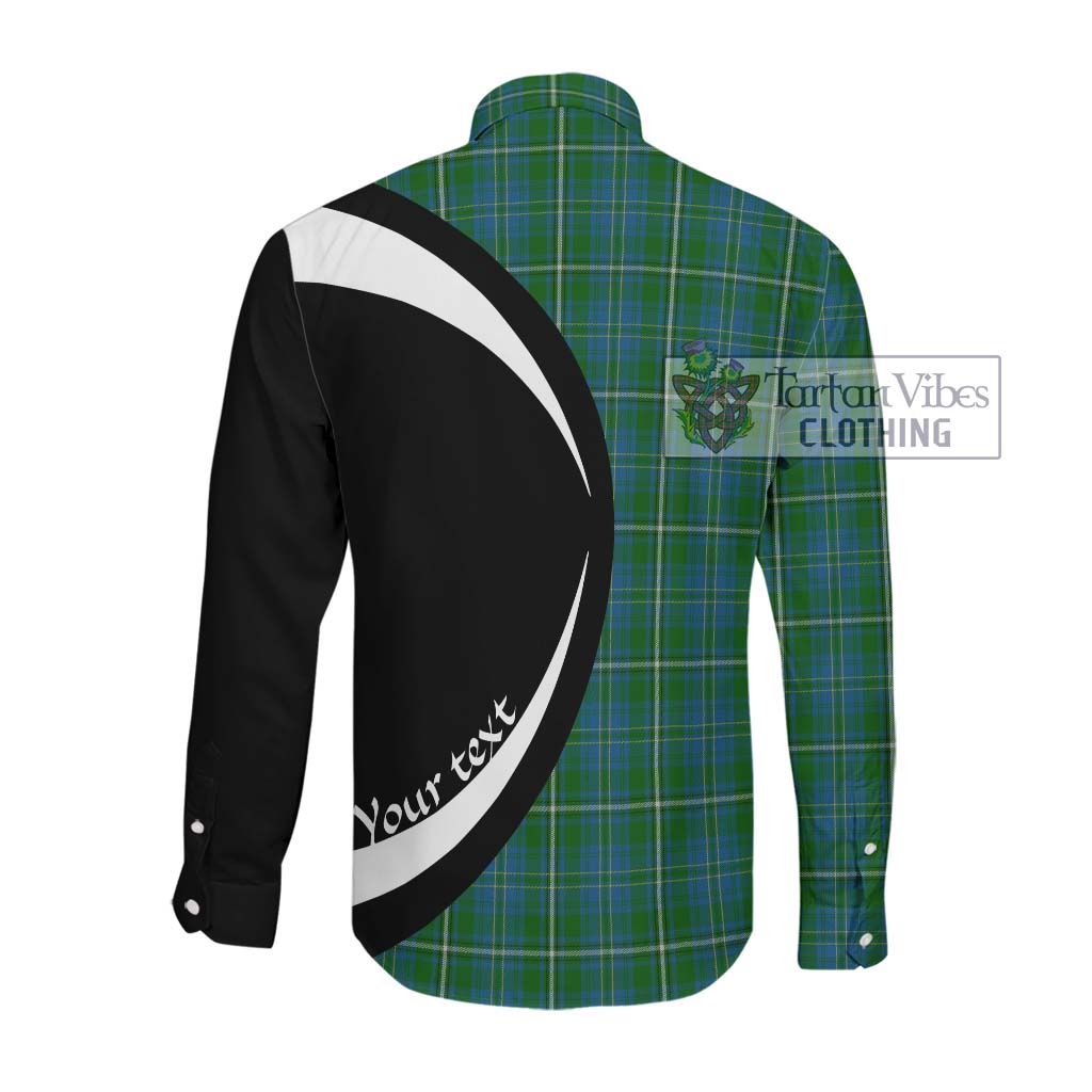 Hay Hunting Tartan Long Sleeve Button Up with Family Crest Circle Style Men's Shirt - Tartan Vibes Clothing