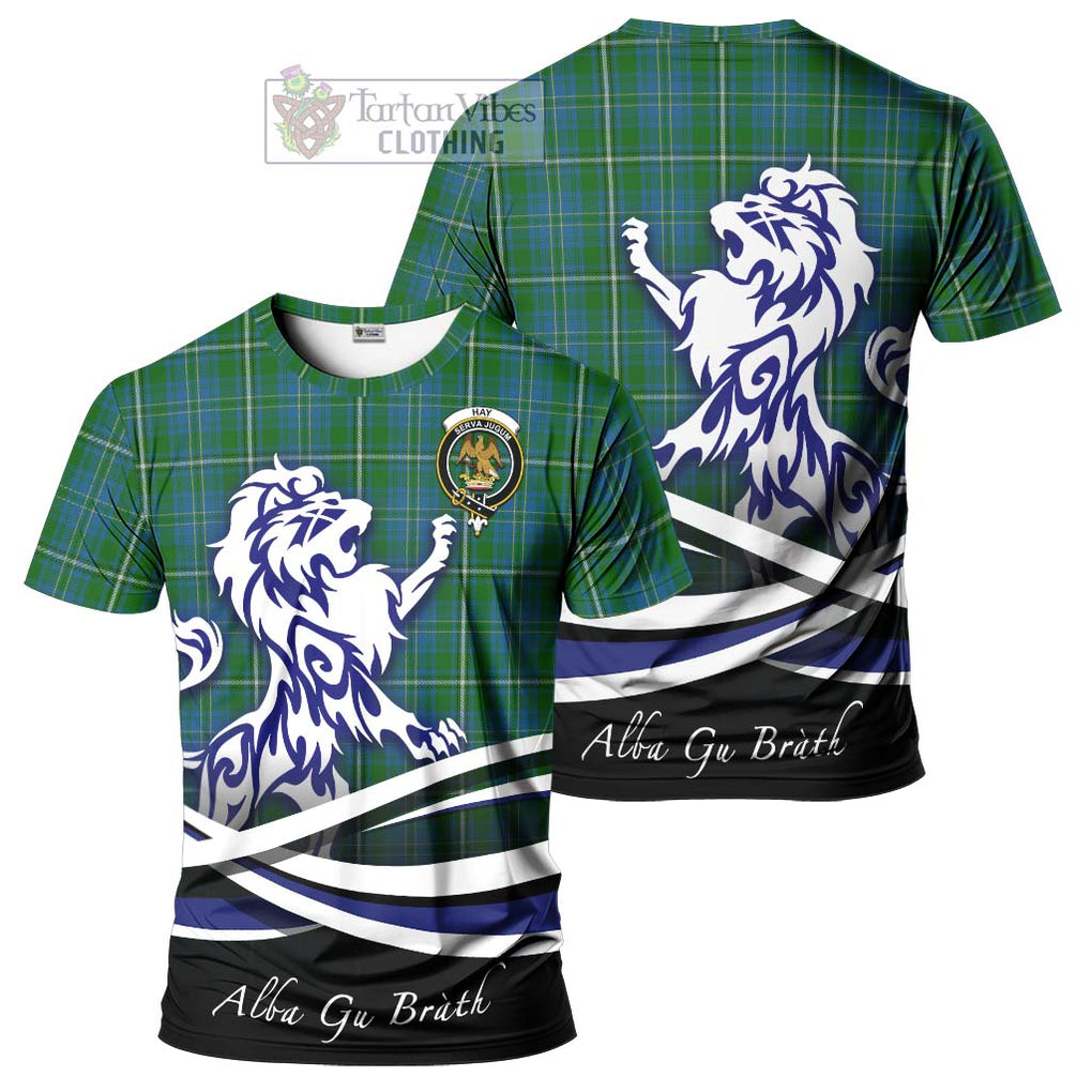 Tartan Vibes Clothing Hay Hunting Tartan Cotton T-shirt with Alba Gu Brath Regal Lion Emblem