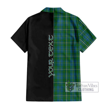 Hay Hunting Tartan Short Sleeve Button Shirt with Family Crest and Half Of Me Style